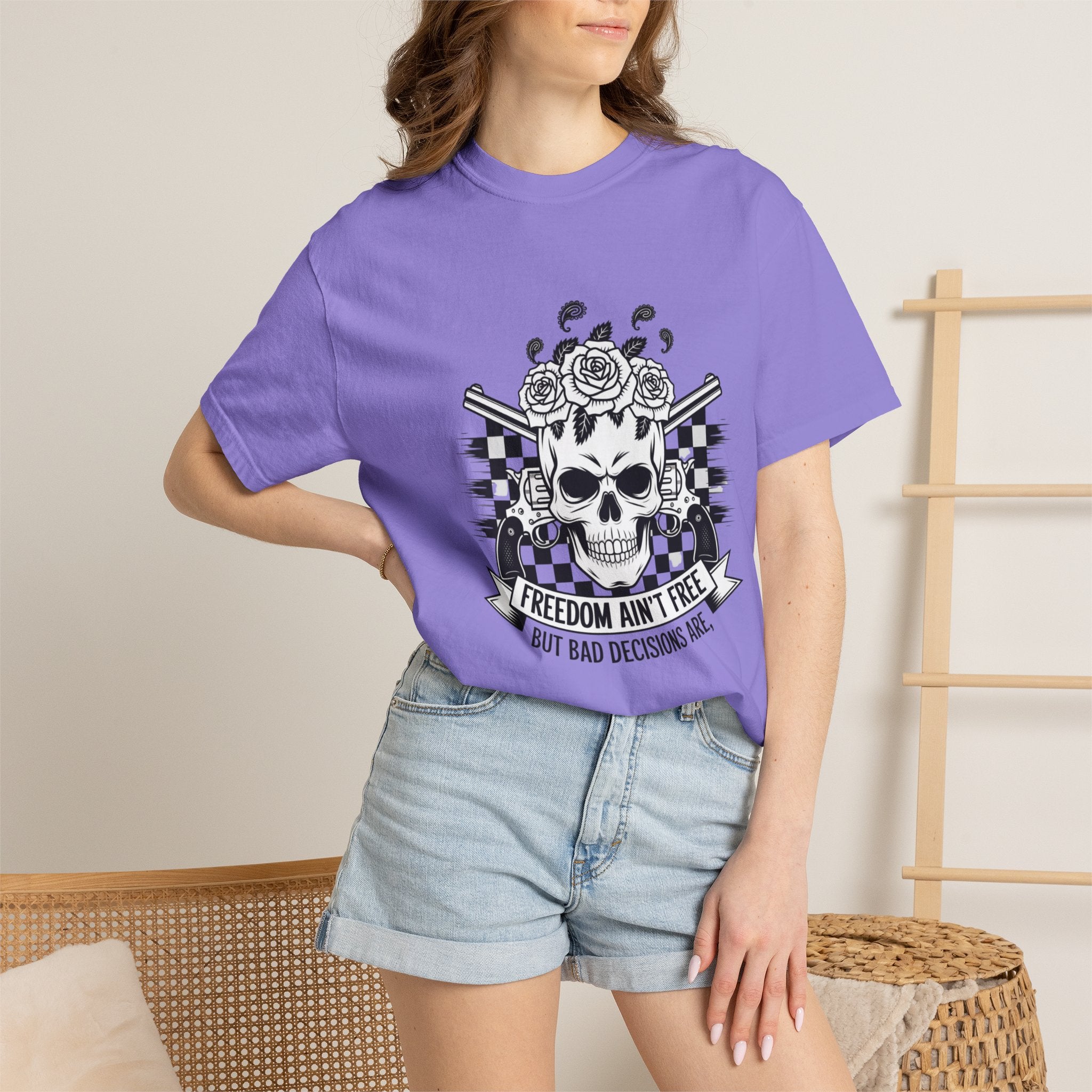 Skull & Roses T‑Shirt — "Freedom Ain't Free" Graphic Tee