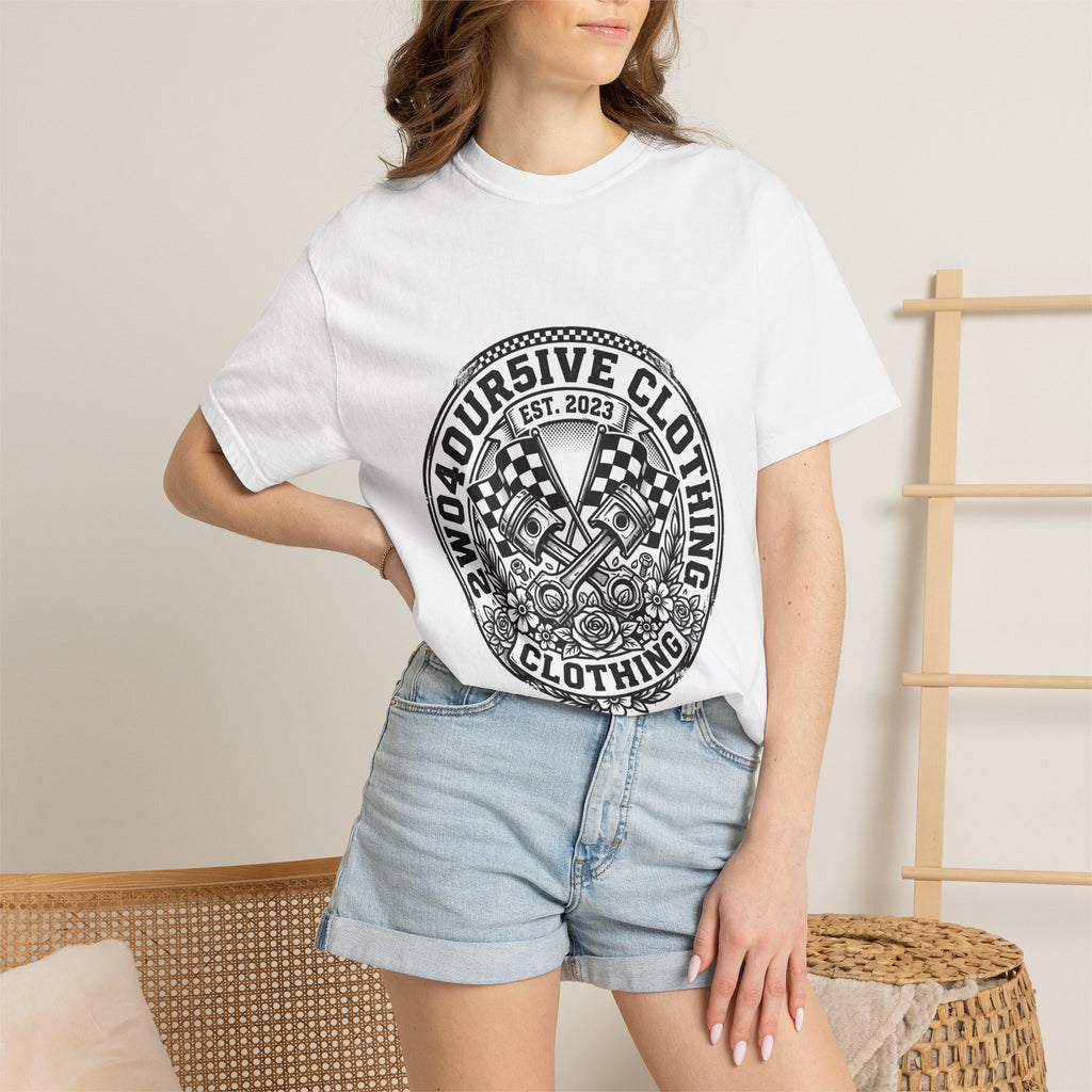 Vintage Racing Crest T-Shirt — '2W04OURSIVE CLOTHING' Graphic Tee
