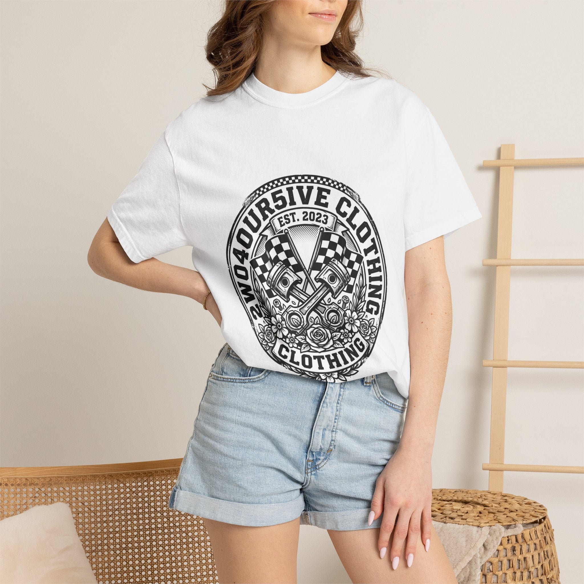 Vintage Racing Crest T-Shirt — '2W04OURSIVE CLOTHING' Graphic Tee