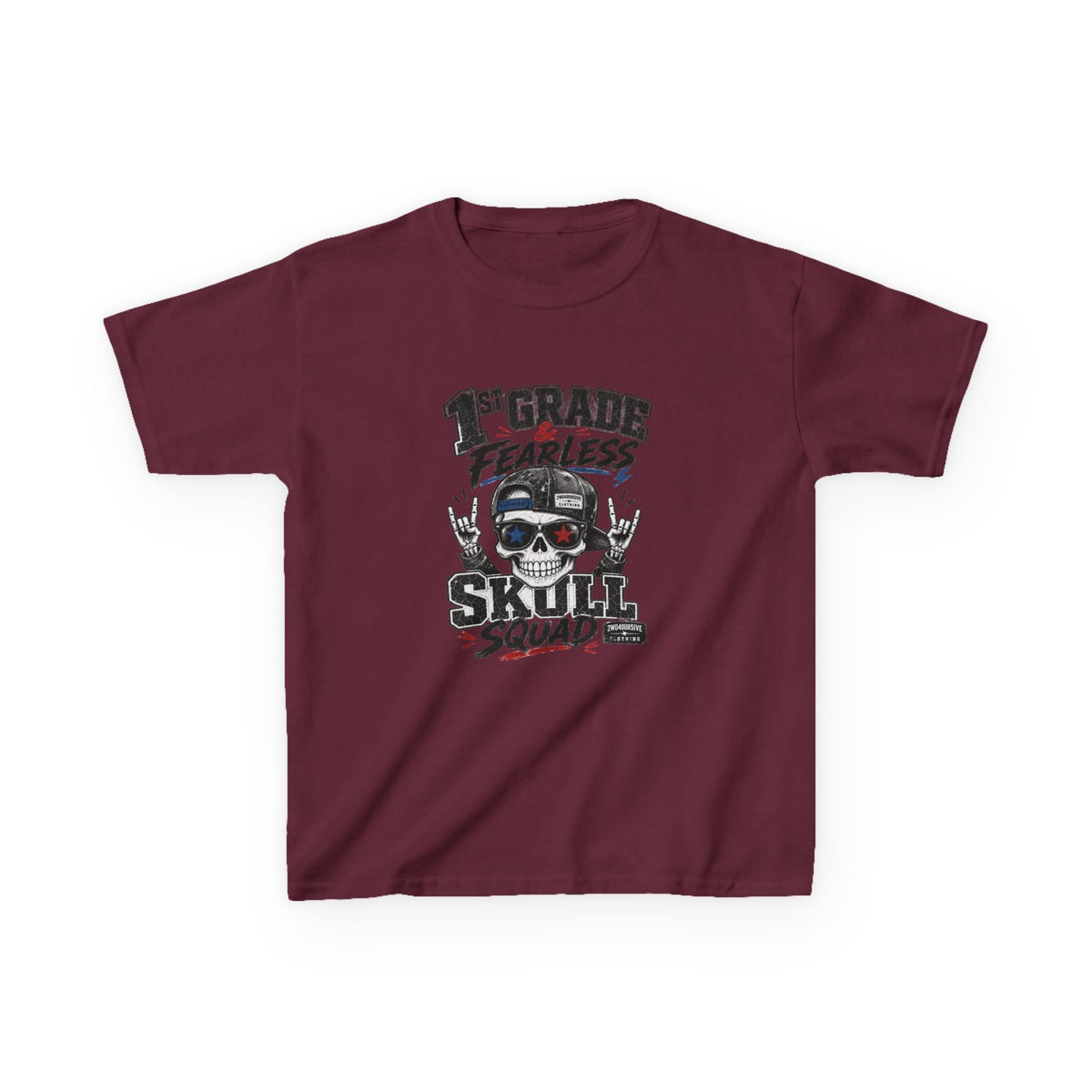 Kids Skull Squad T‑Shirt – 1st Grade Fearless Design
