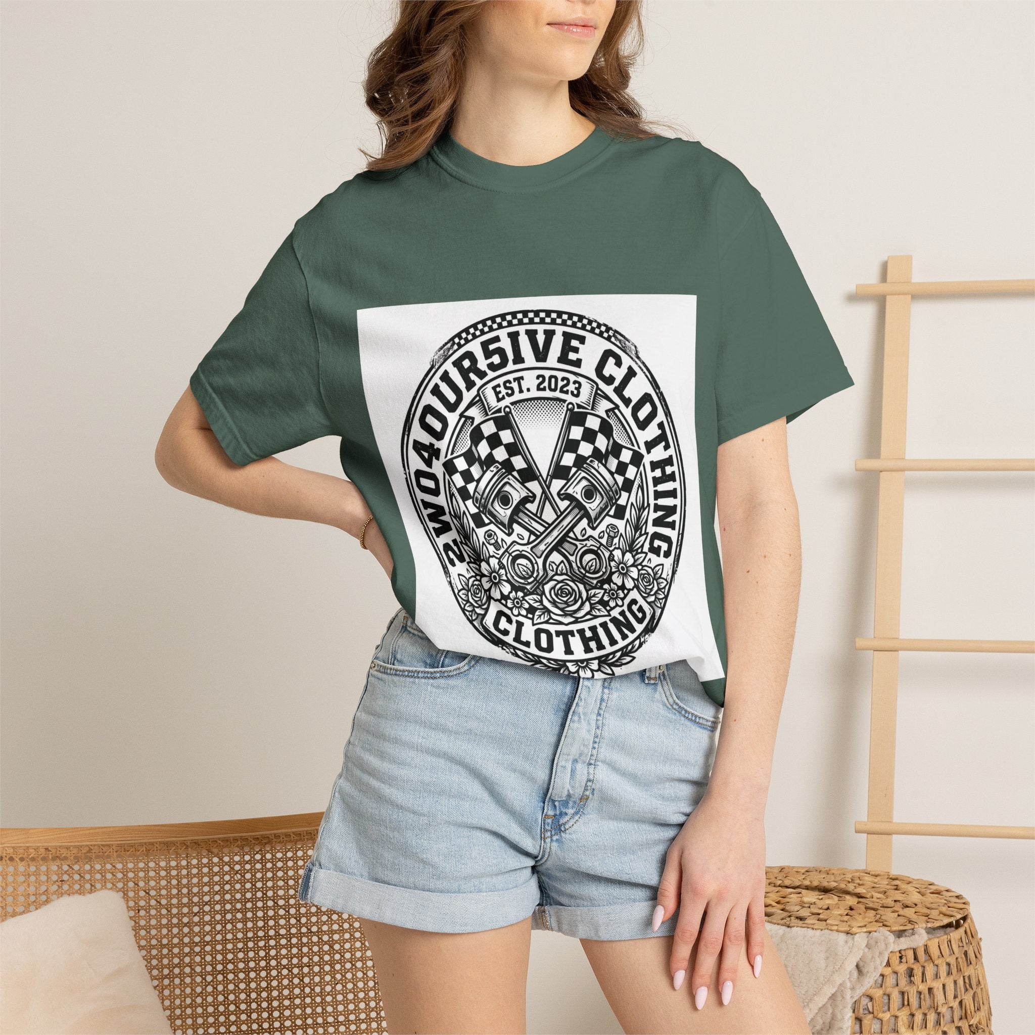 Vintage Racing Crest T-Shirt — '2W04OURSIVE CLOTHING' Graphic Tee
