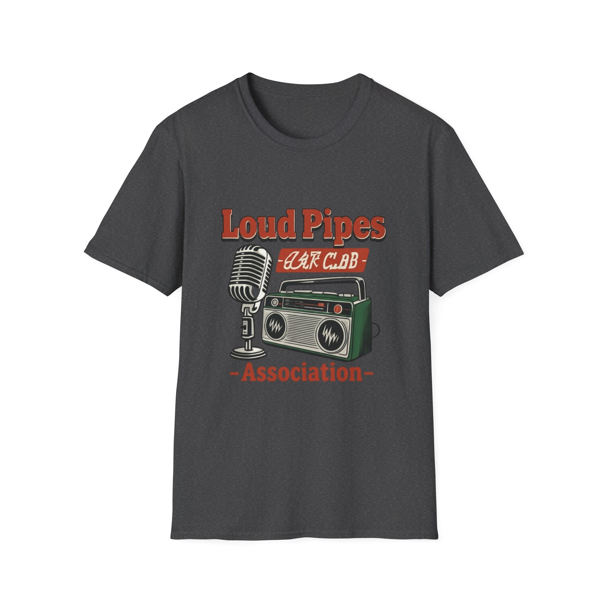 Loud Pipes Radio Club T-Shirt – Vintage Microphone & Boombox "Association" Tee