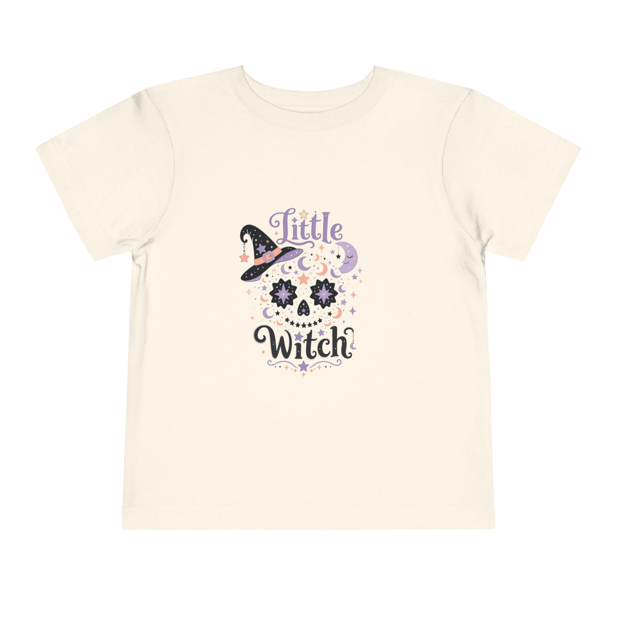 Toddler Tee — "Little Witch" Halloween Skull Hat Graphic