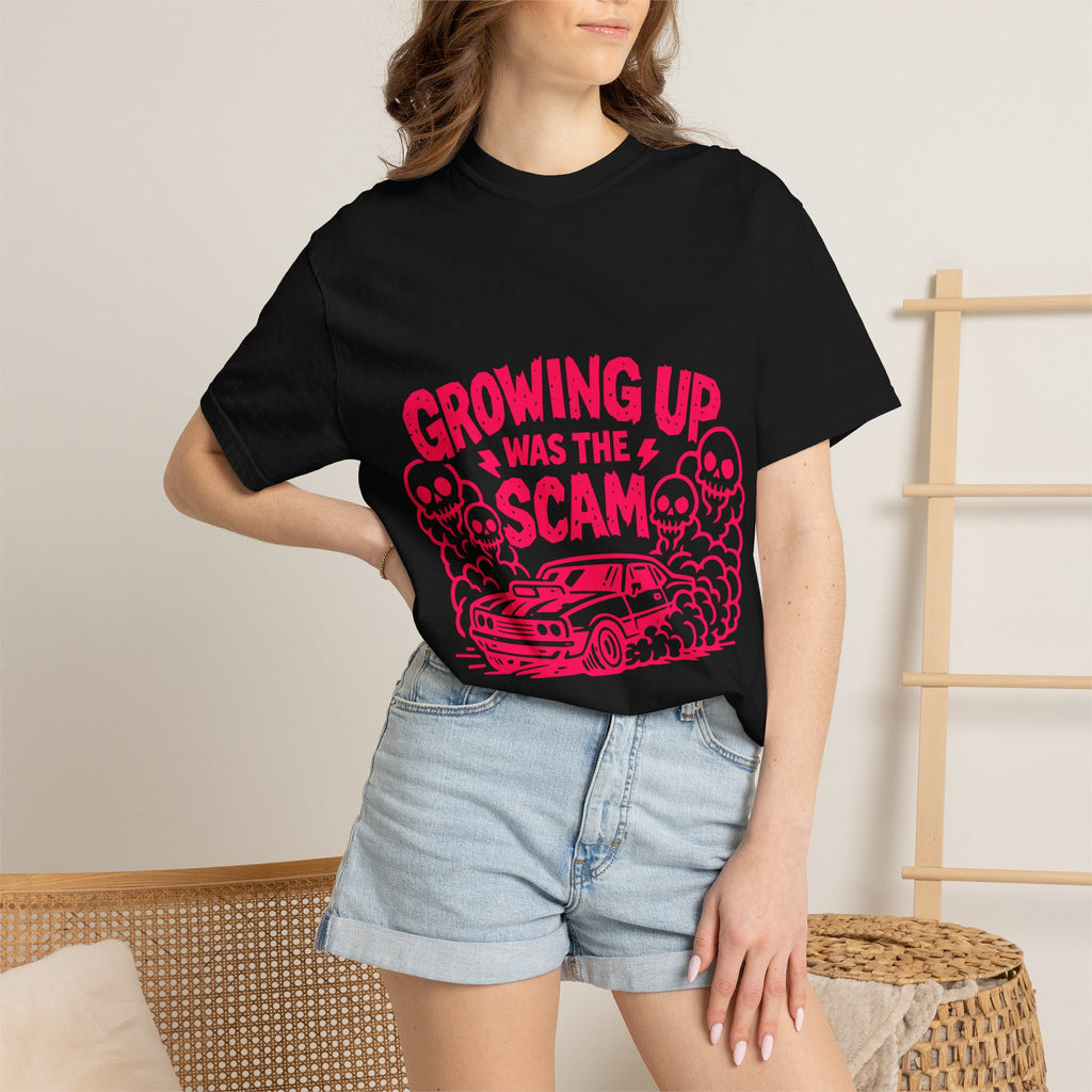 T-Shirt — "Growing Up Was the Scam" Retro Car Graphic Tee