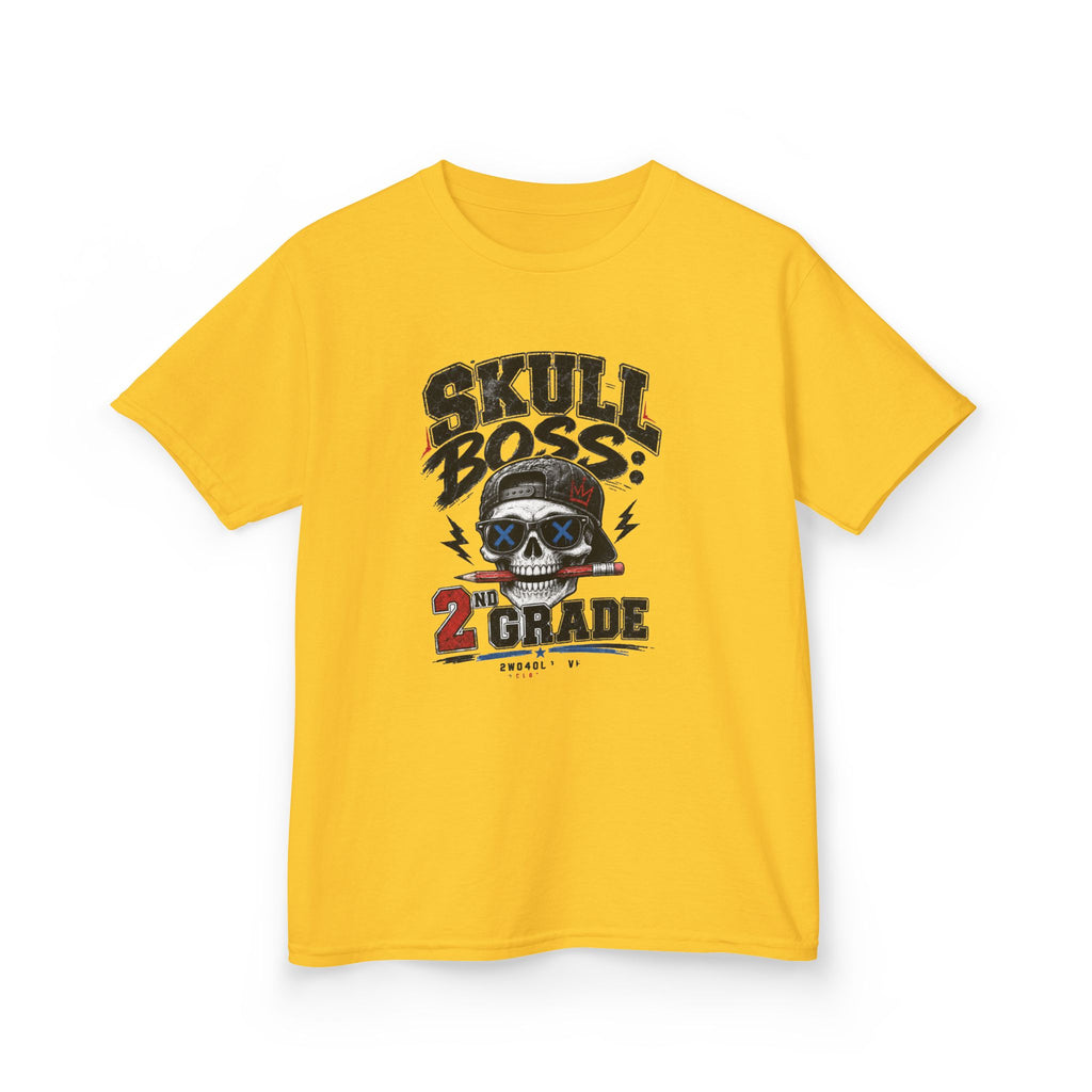 Kids Tee — "Skull Boss 2nd Grade" Back-to-School Graphic Shirt