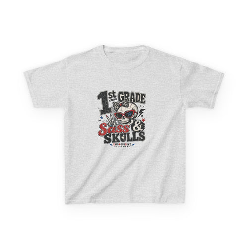 1st Grade Skulls & Sparks Kids Tee — Cute Rocker School Shirt for Back to School
