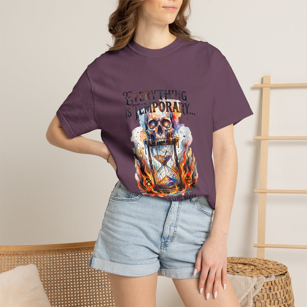 Everything Is Temporary T-Shirt — Skull Hourglass Graphic Tee