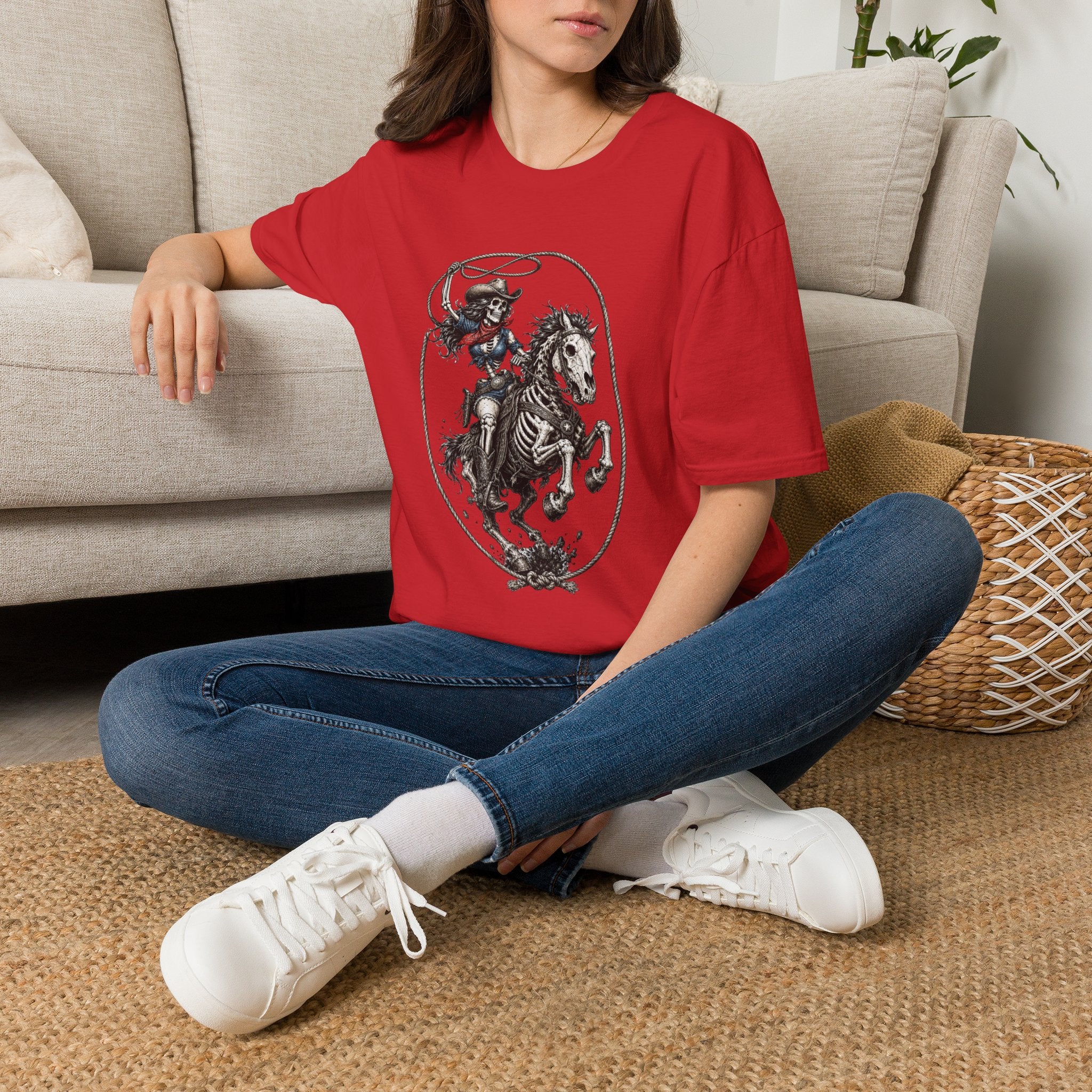 Skeleton Cowboy Riding Horse T-Shirt — Western Gothic Rodeo Tee