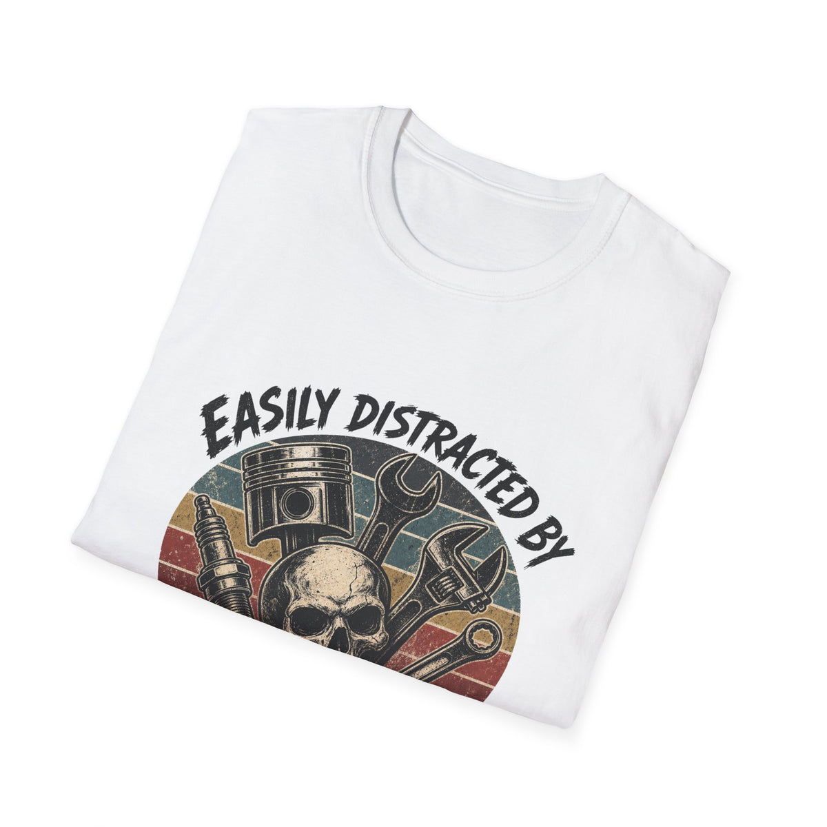 Car Parts & Tools T-Shirt — "Easily Distracted by Car Parts and Tools" Retro Mechanic Tee