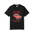 Cars Make Me Happy T-Shirt — Classic Red Sports Car Graphic Tee
