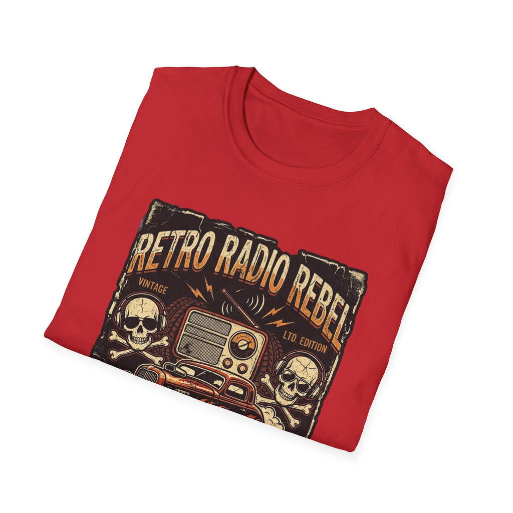 Retro Radio Rebel T-Shirt — Vintage Car, Skull & Stereo Graphic Tee