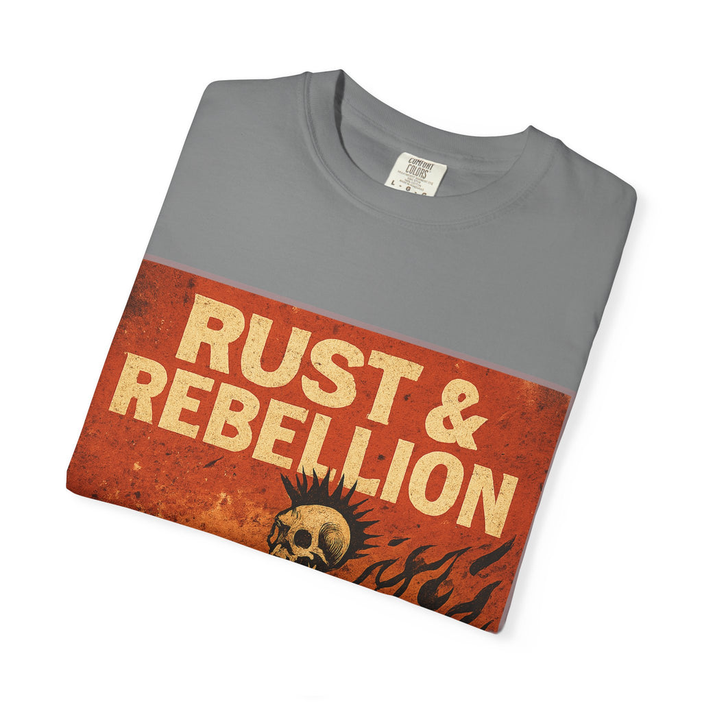Rust & Rebellion Graphic T-Shirt — Skull Muscle Car Vintage Poster Design