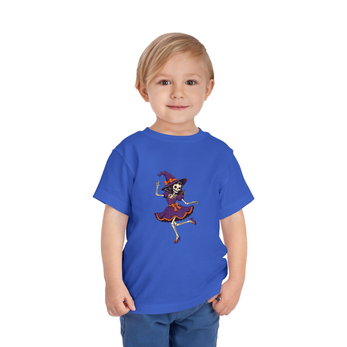 Toddler Witch Skeleton Tee — Cute Dancing Skeleton Halloween Shirt for Kids