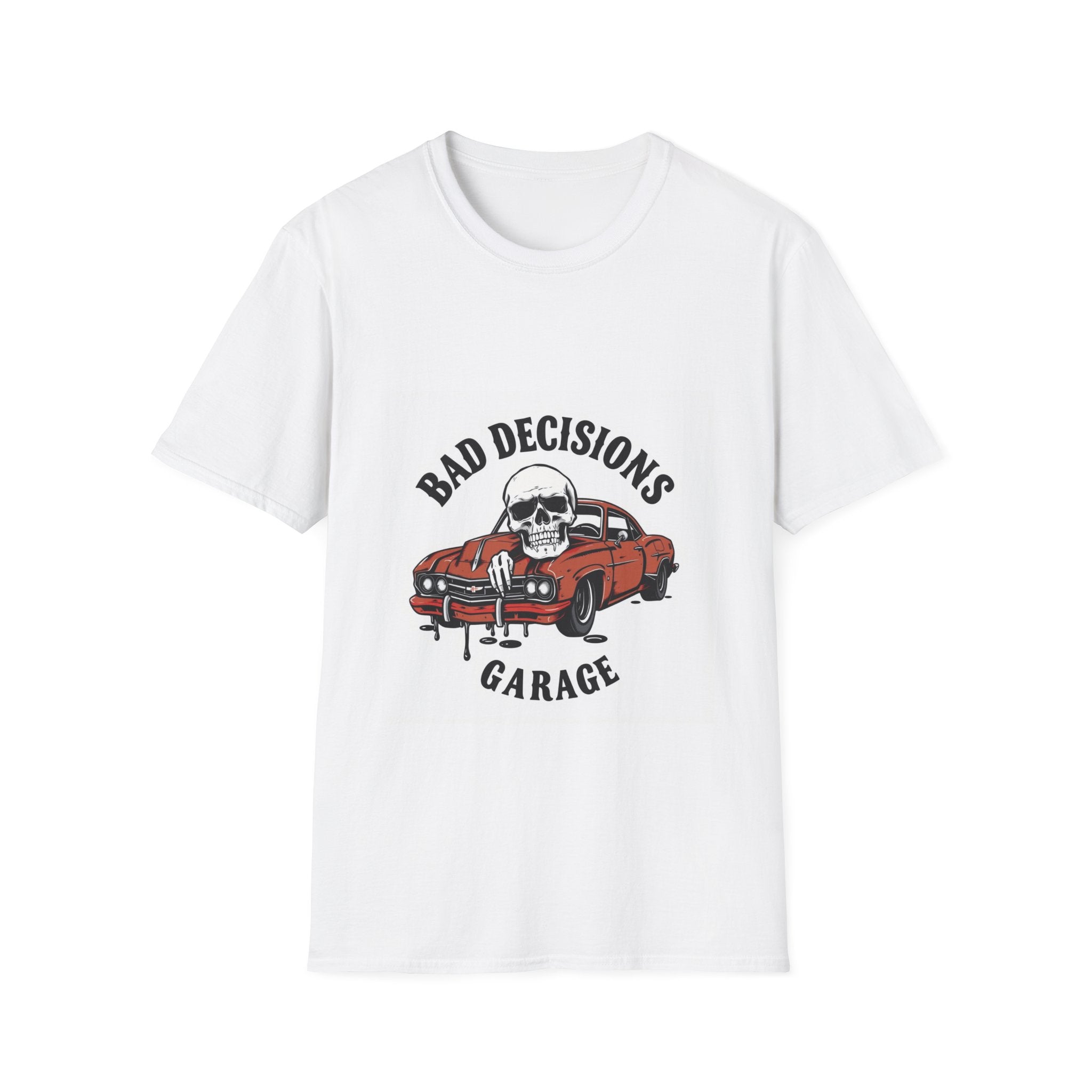Bad Decisions Garage T-Shirt – Retro Skull & Muscle Car Tee