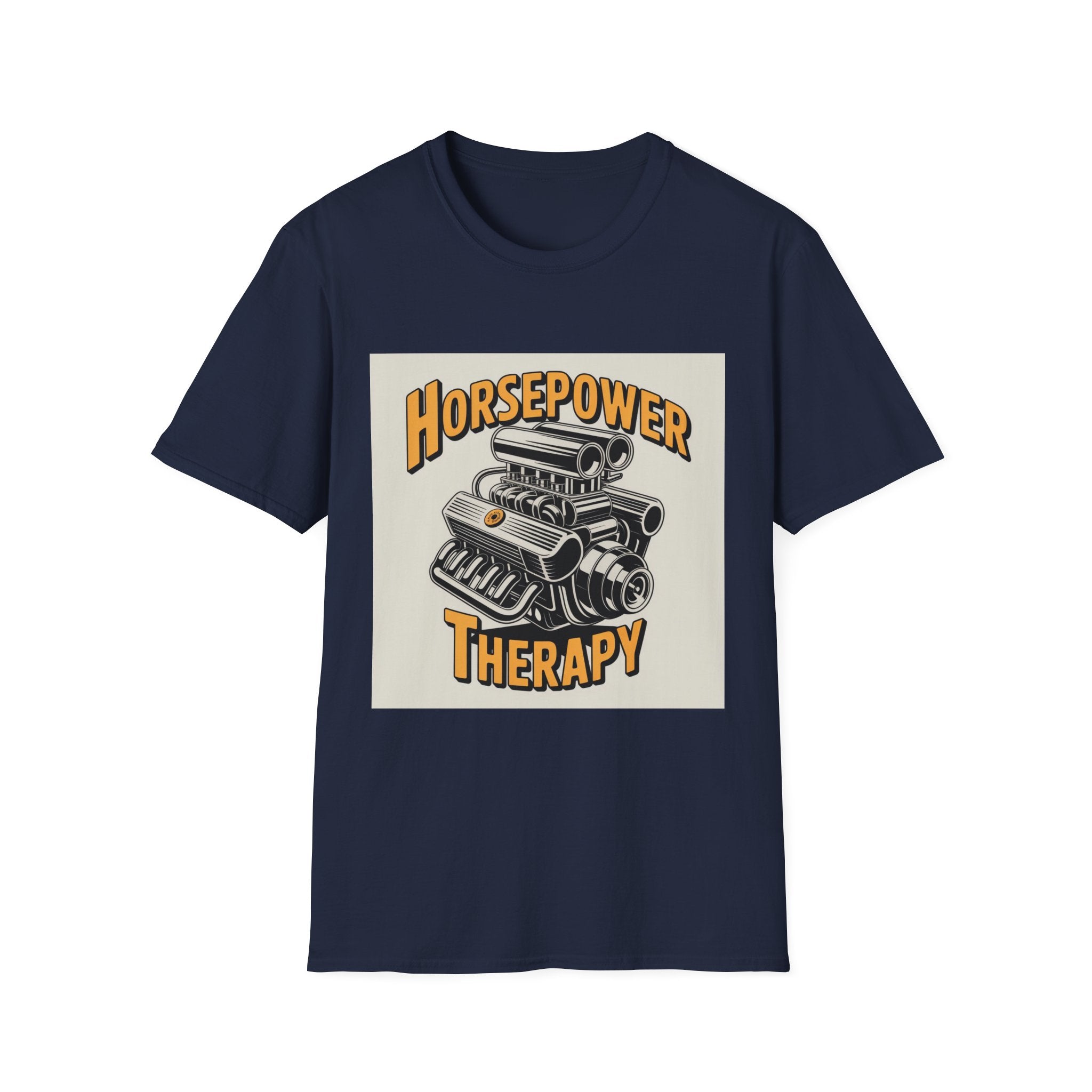 Horsepower Therapy T‑Shirt — Vintage Engine Graphic Auto Mechanic Tee