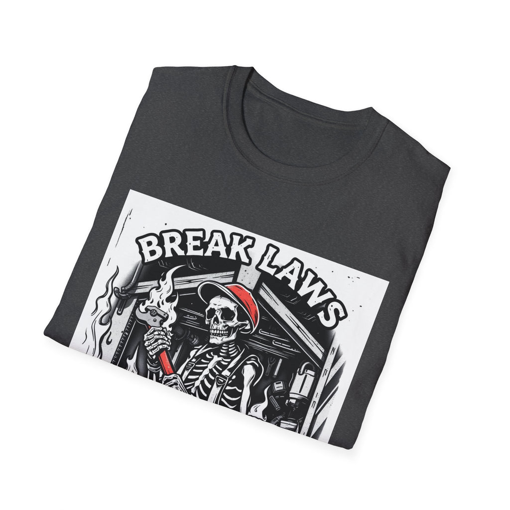 Break Laws Not Hearts Skeleton Guitar T-Shirt