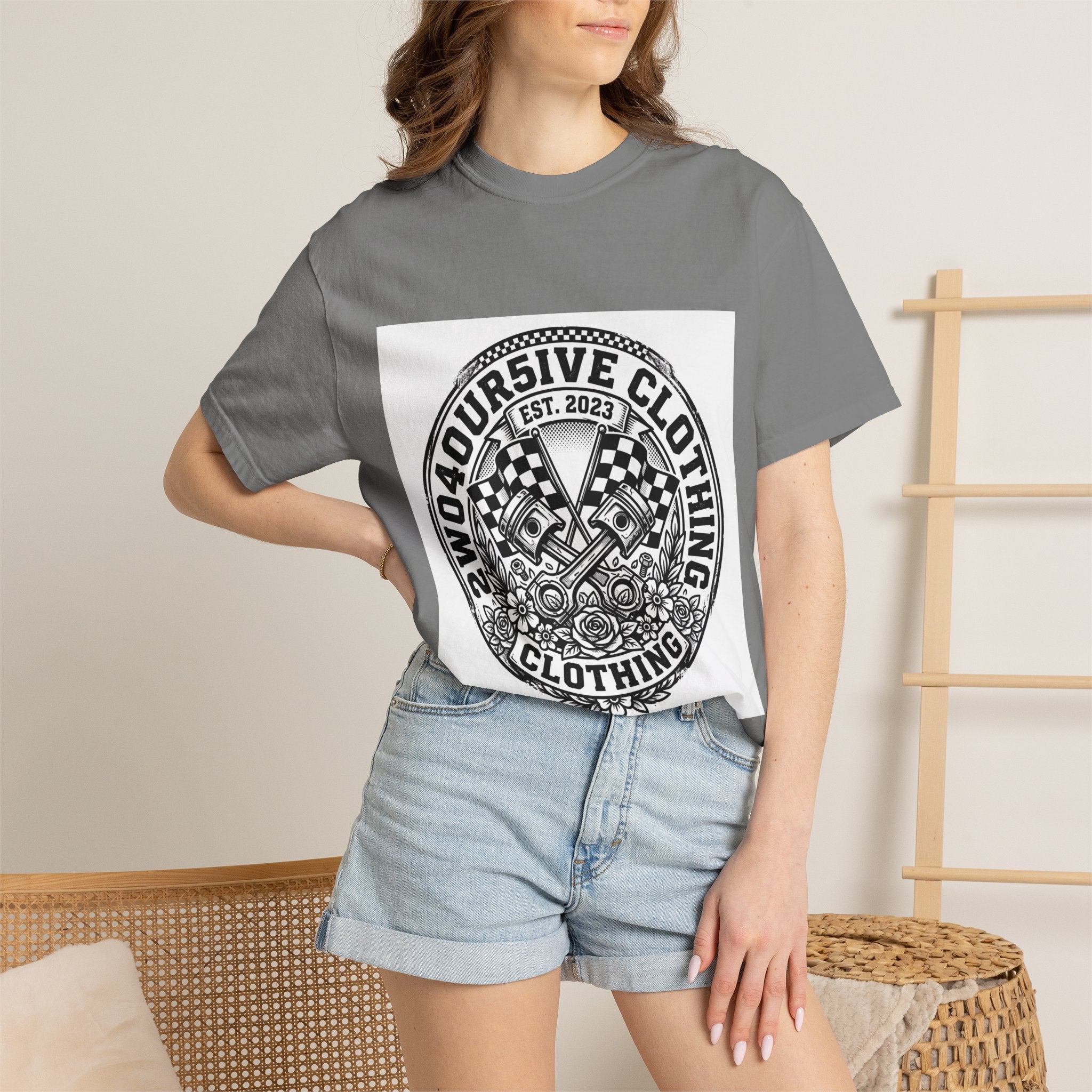 Vintage Racing Crest T-Shirt — '2W04OURSIVE CLOTHING' Graphic Tee