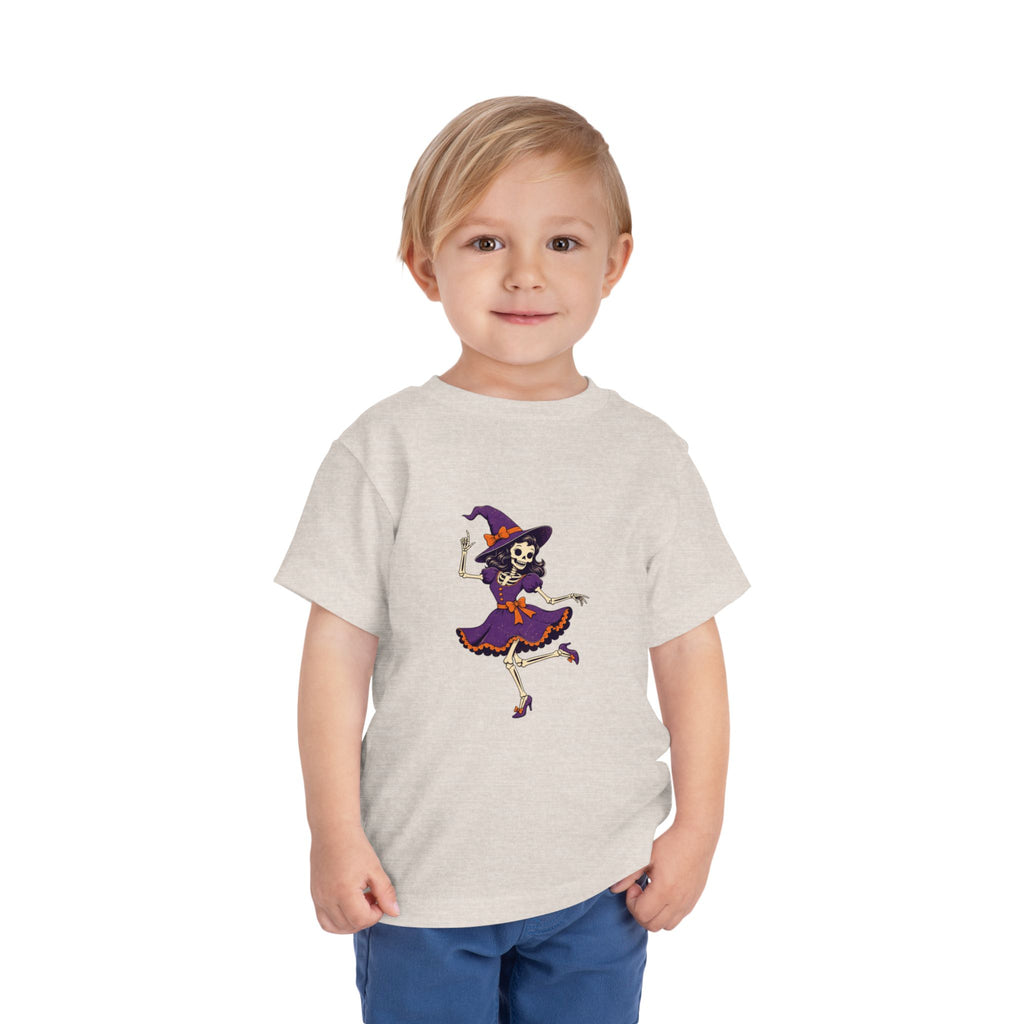 Toddler Witch Skeleton Tee — Cute Dancing Skeleton Halloween Shirt for Kids