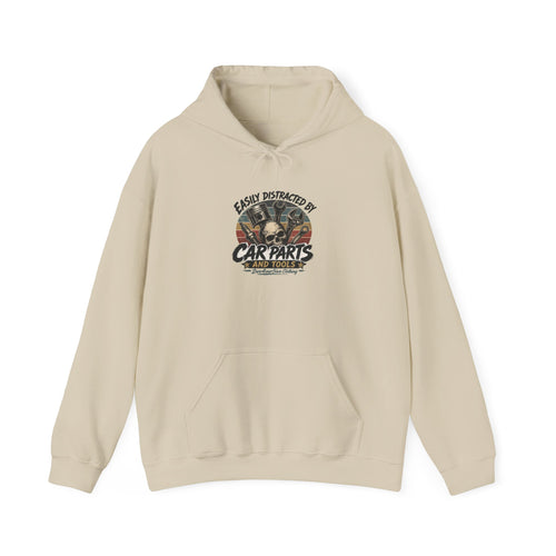 Car Parts Vintage Hoodie — "Easily Distracted By Car Parts" Mechanic Gift
