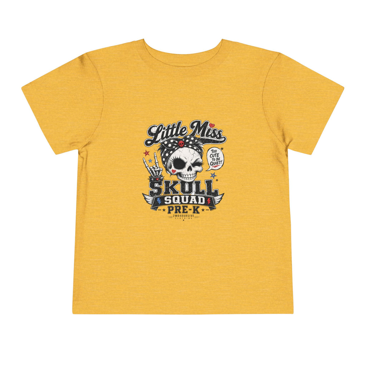Toddler Tee - "Little Miss Skull Squad Pre-K" Cute Punk Skull Shirt for Preschool Girls