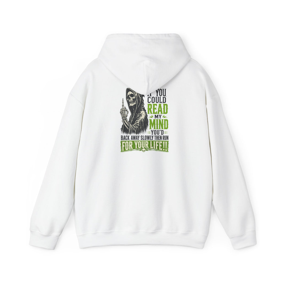 Reaper Graphic Hoodie — "You Could Read My Mind" Dark Humor Pullover