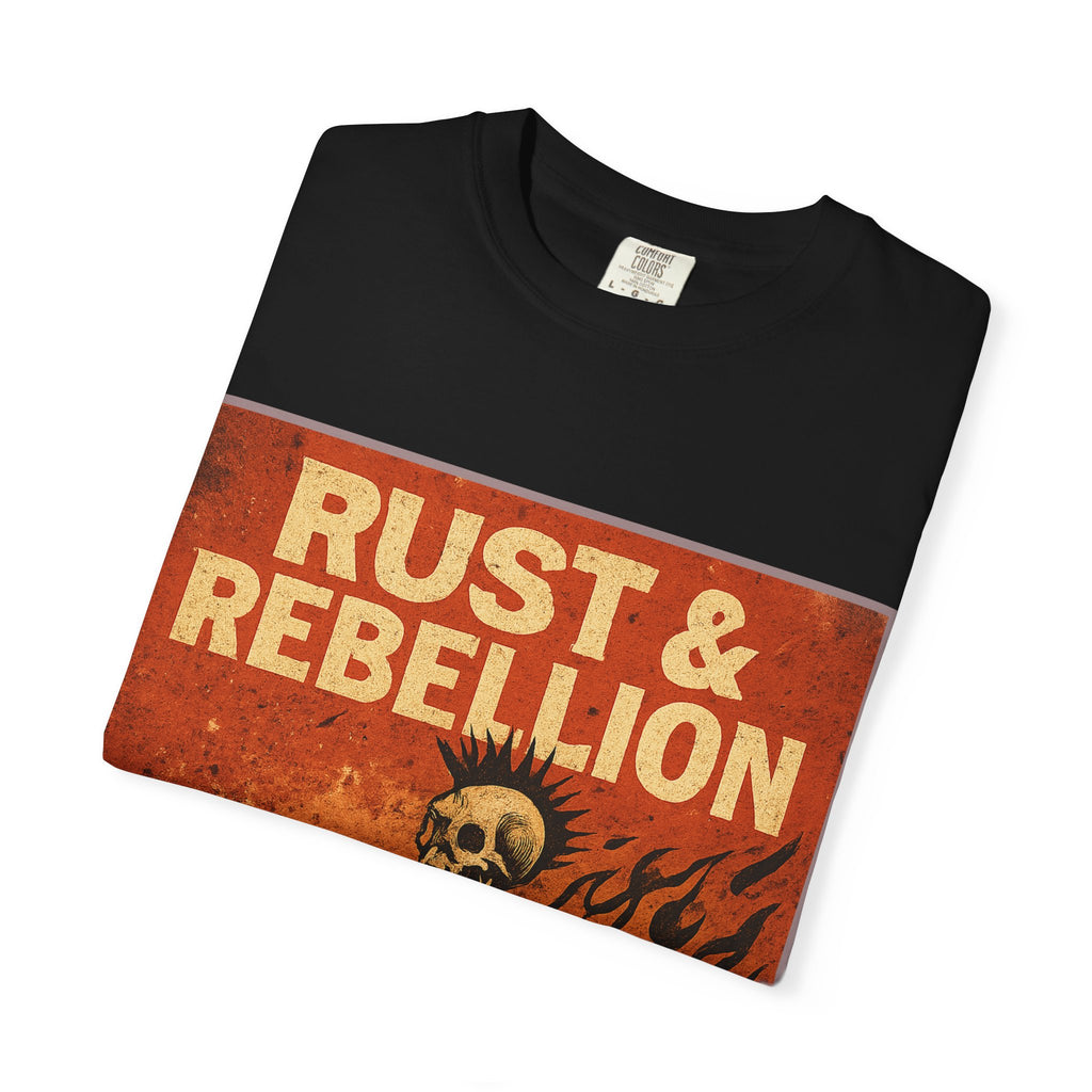 Rust & Rebellion Graphic T-Shirt — Skull Muscle Car Vintage Poster Design