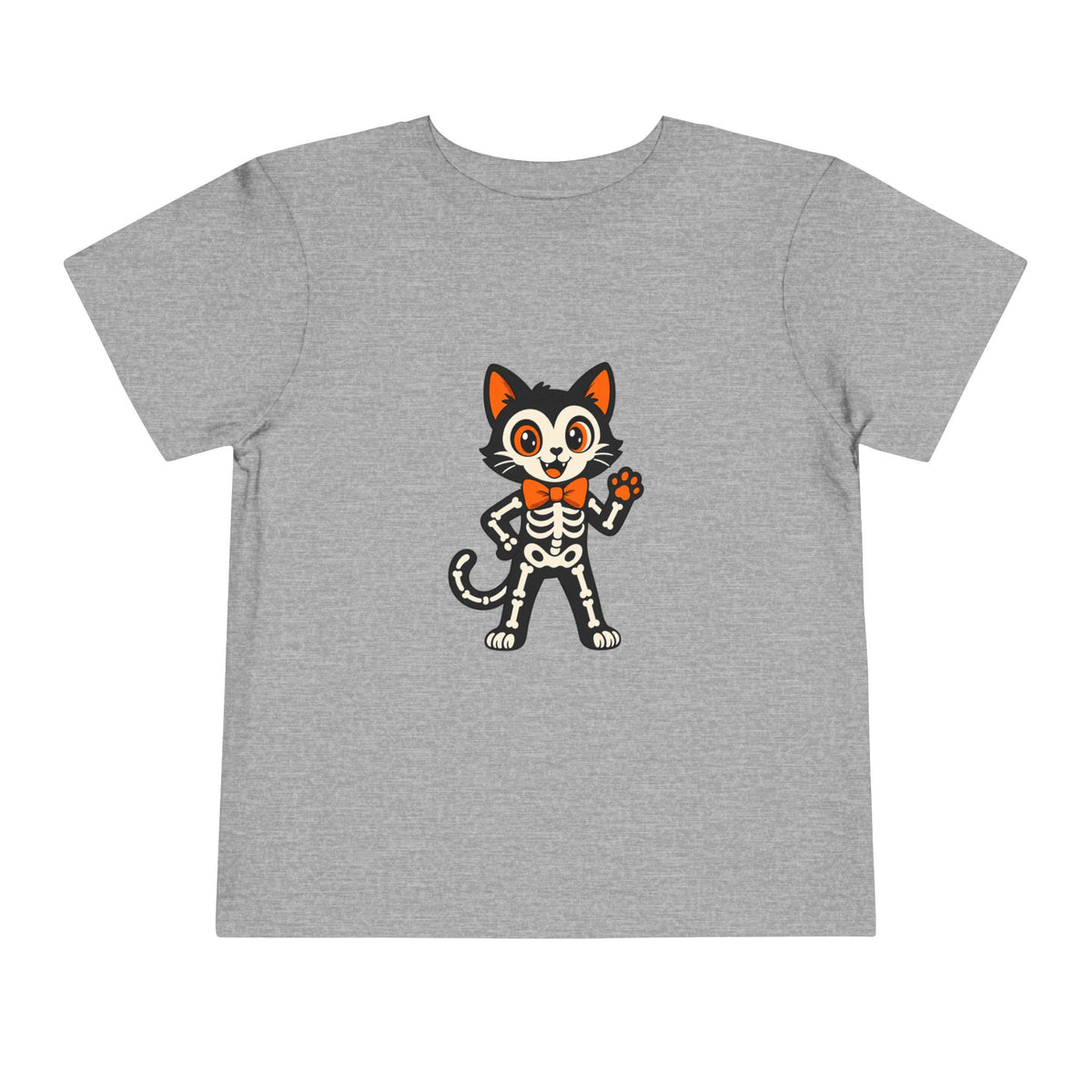Toddler Tee — Cute Cat Skeleton Halloween Shirt