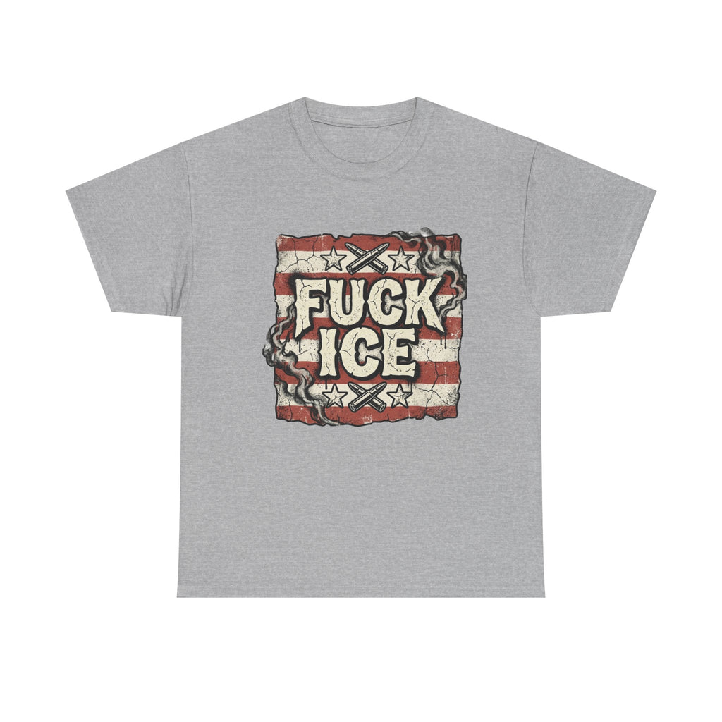 Graphic Tee — "FUCK ICE" Distressed American Flag Protest T‑Shirt