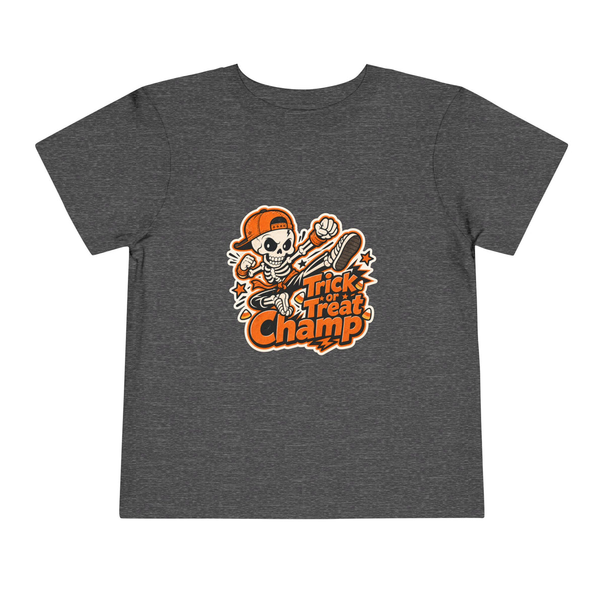 Toddler Tee — 'Trick or Treat Champ' Halloween Skeleton Skate Graphic