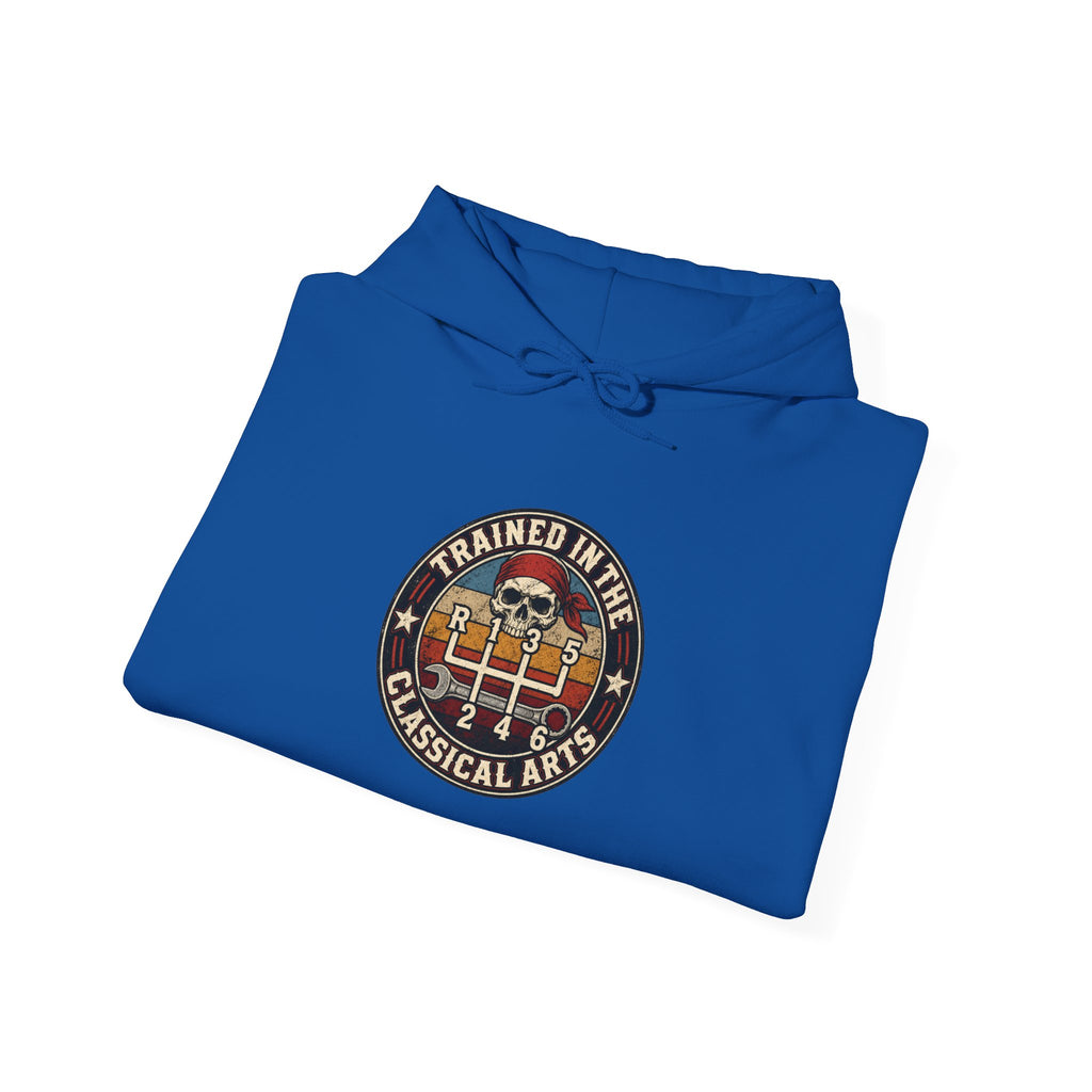 Trained in the Classical Arts Hoodie | Manual Stick Shift Car
