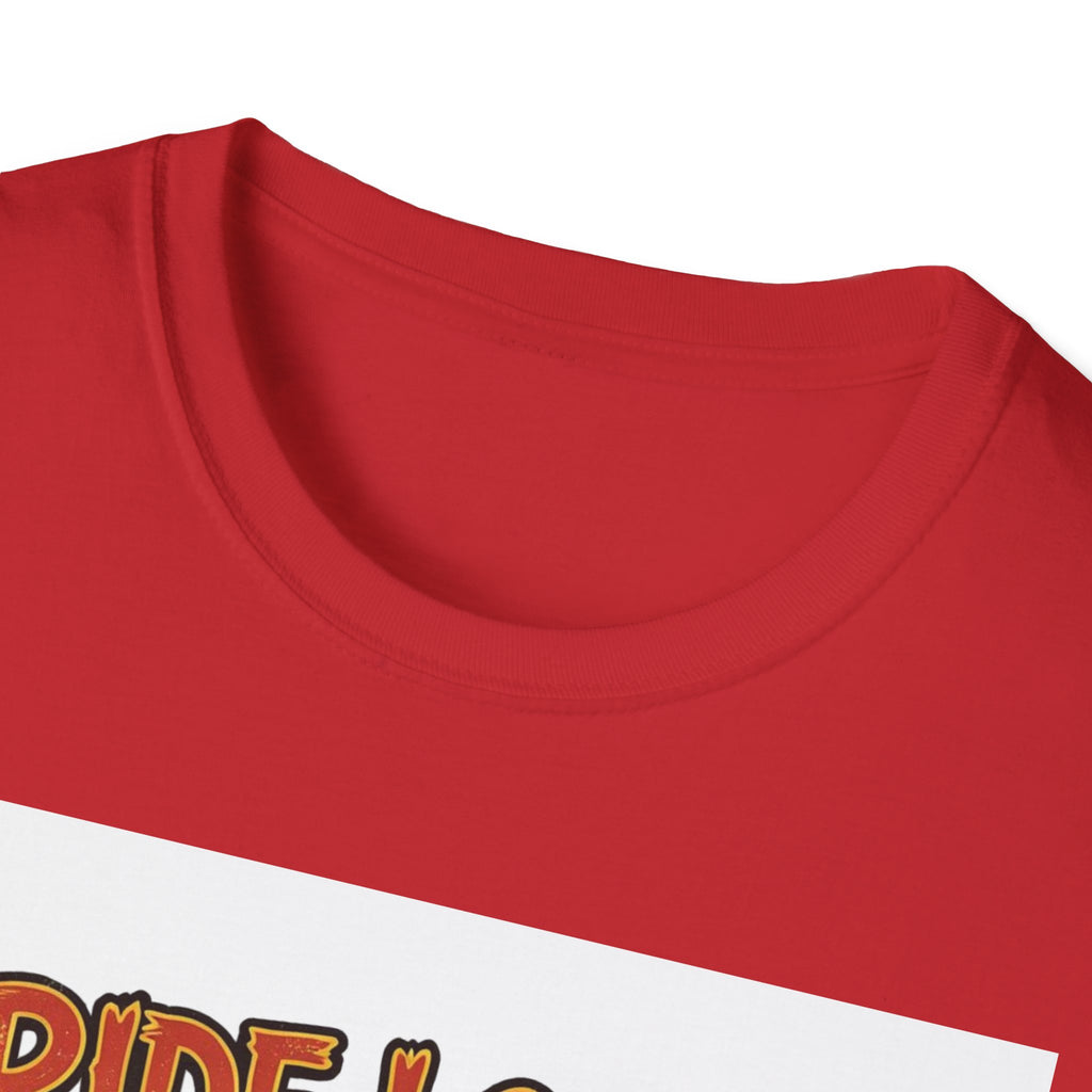 Ride Loud Die Dirty T-Shirt — Flaming Hot Rod with Skulls Moto Tee