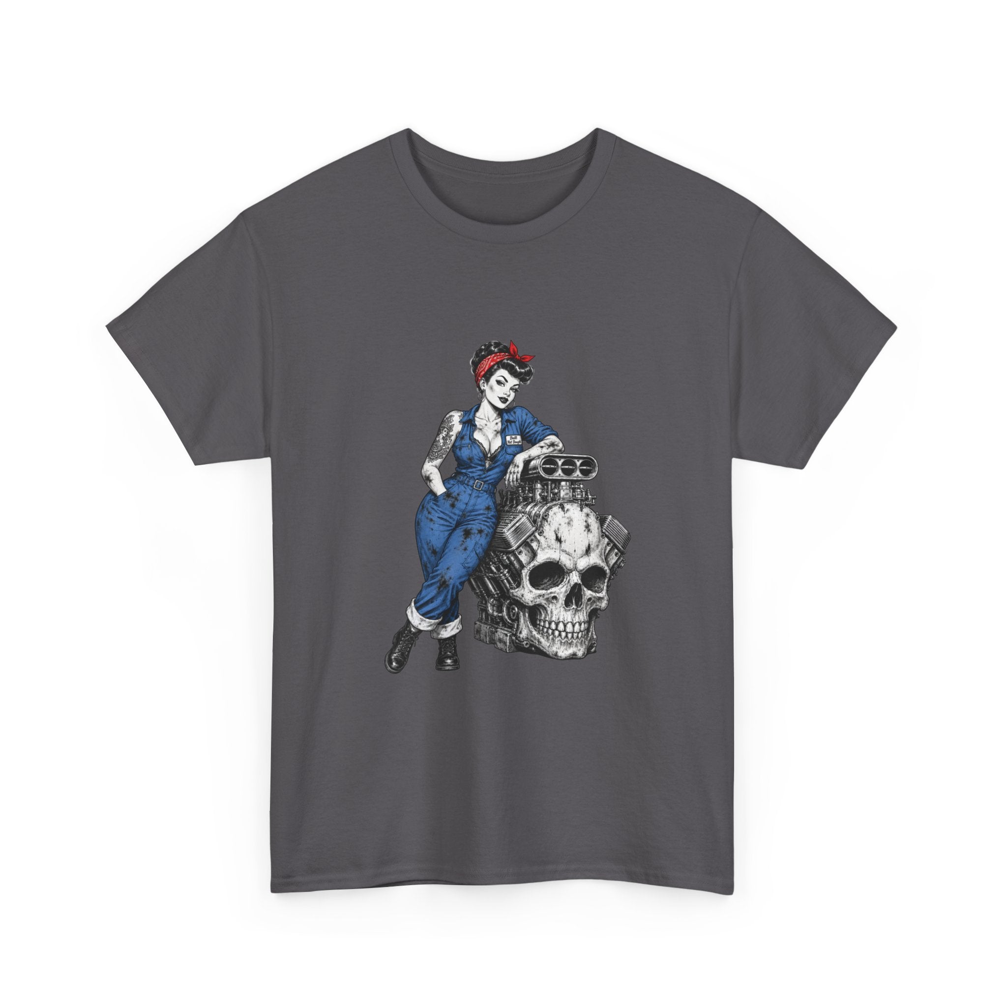 Rosie the Riveter Skull Tee — Feminist Retro Workwear Graphic T-Shirt