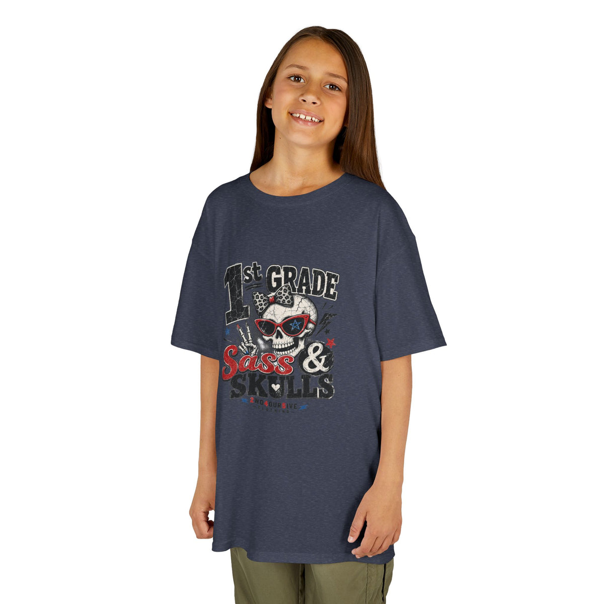 1st Grade Skulls & Sparks Kids Tee — Cute Rocker School Shirt for Back to School