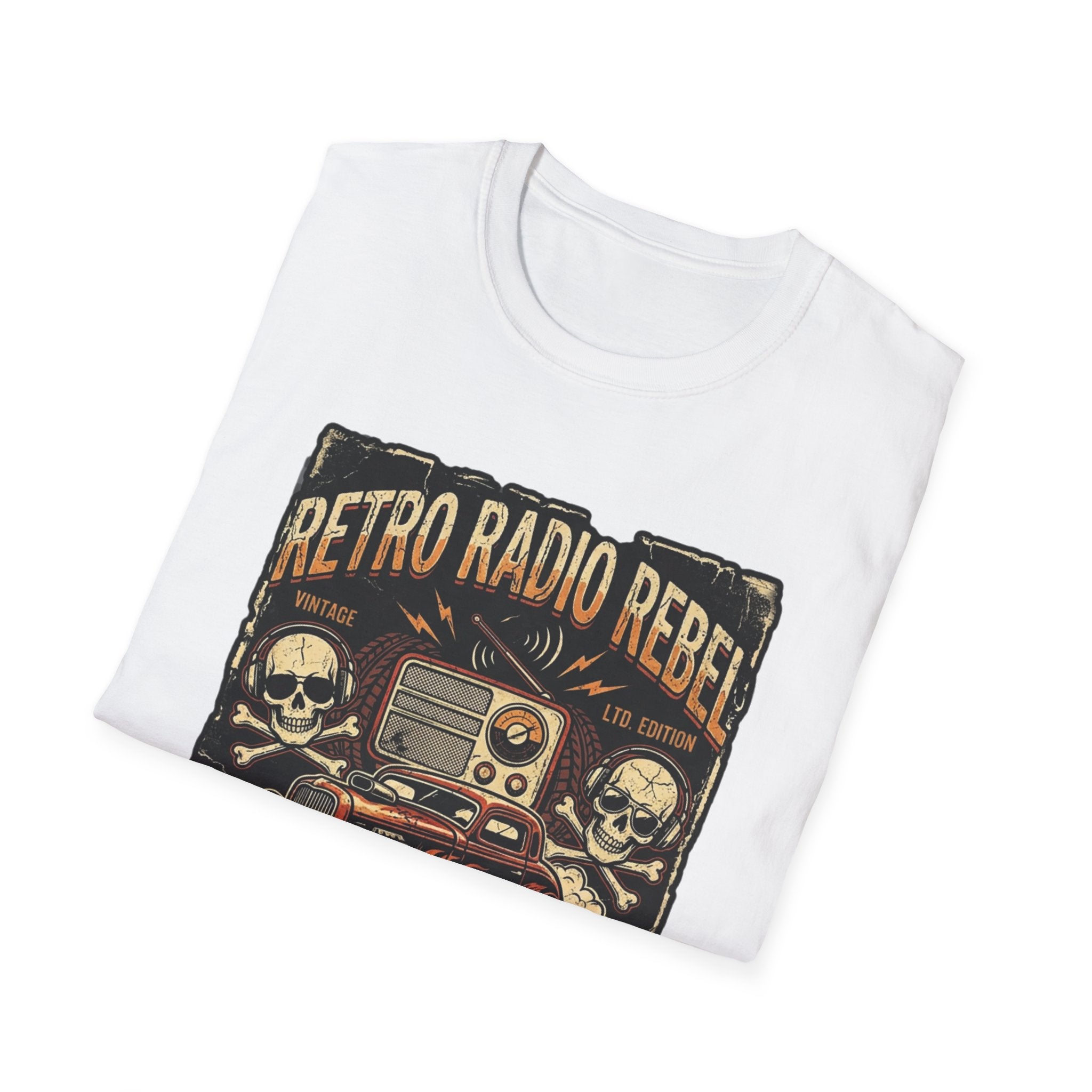 Retro Radio Rebel T-Shirt — Vintage Car, Skull & Stereo Graphic Tee