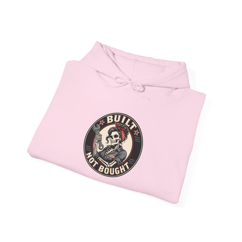 Built Not Bought Hoodie | Skeleton Mechanic Garage Badge