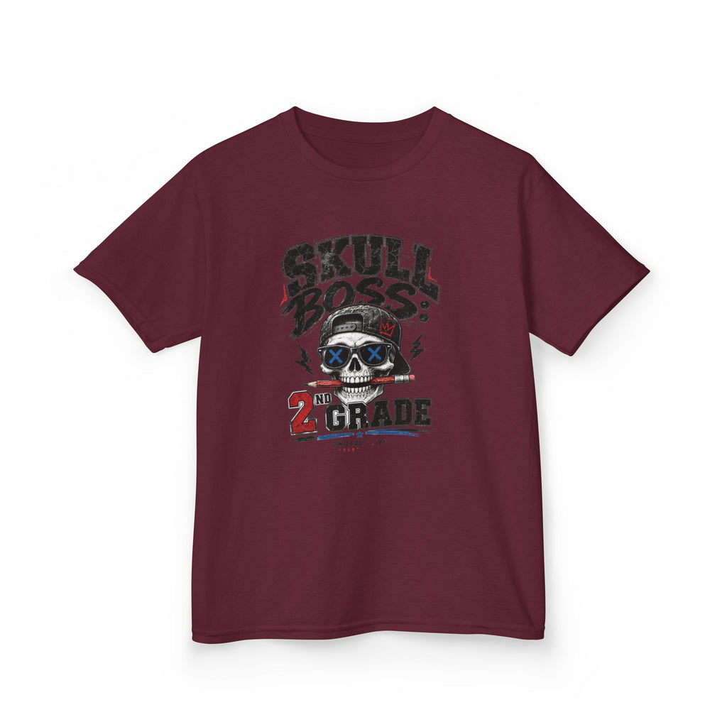Kids Tee — "Skull Boss 2nd Grade" Back-to-School Graphic Shirt