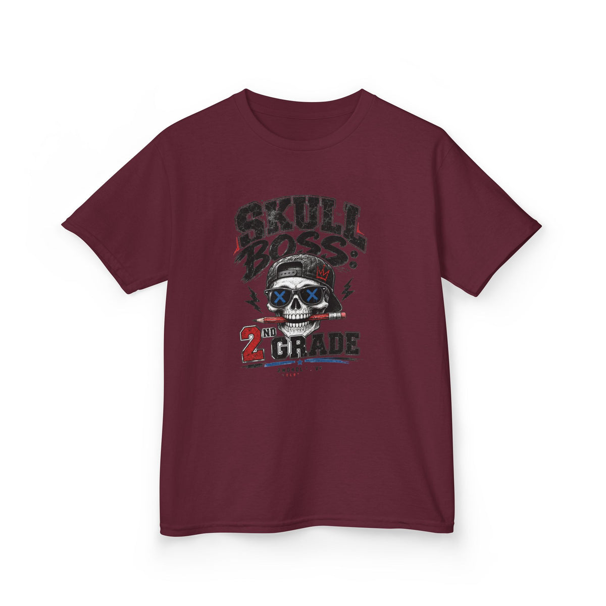 Kids Tee — "Skull Boss 2nd Grade" Back-to-School Graphic Shirt