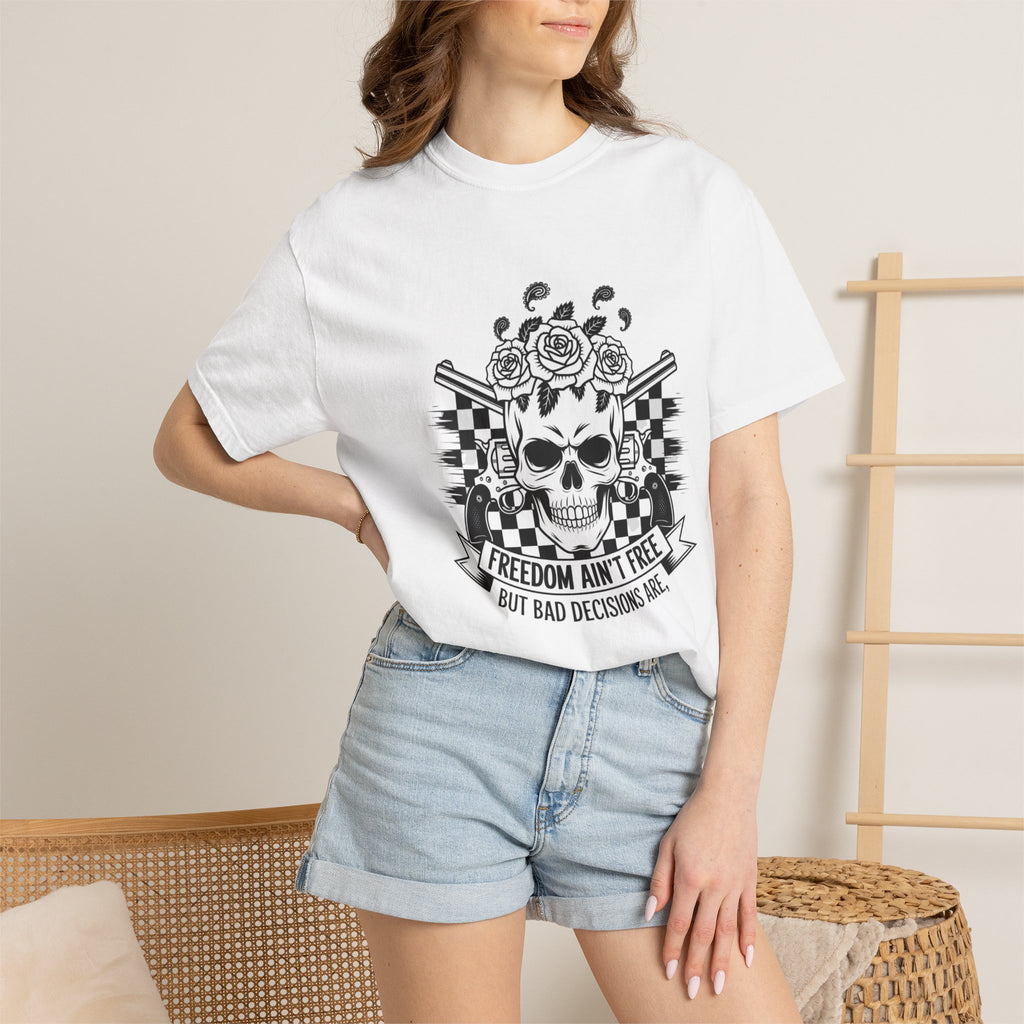 Skull & Roses T‑Shirt — "Freedom Ain't Free" Graphic Tee