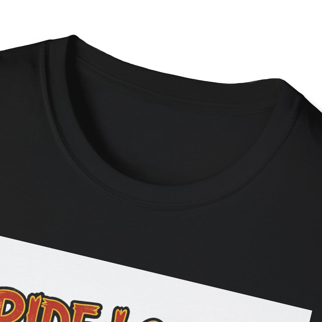 Ride Loud Die Dirty T-Shirt — Flaming Hot Rod with Skulls Moto Tee