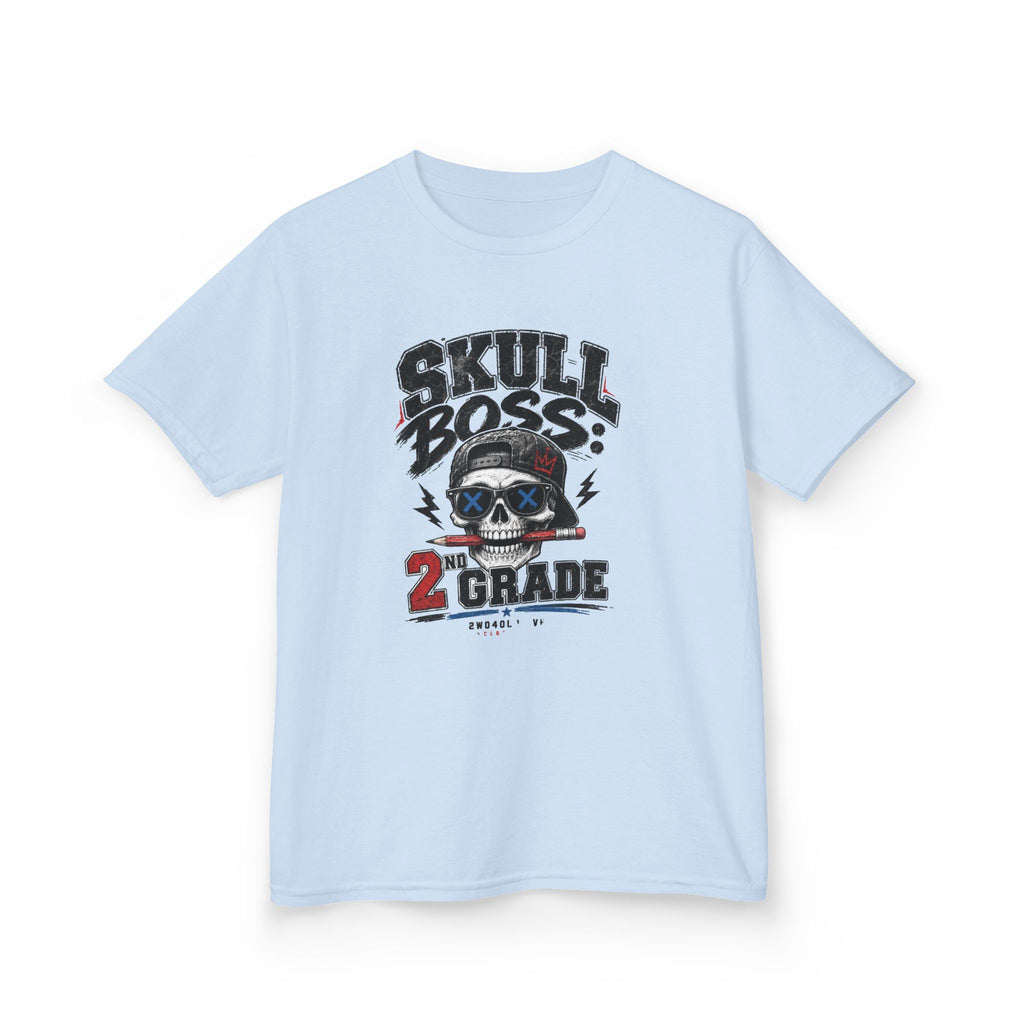Kids Tee — "Skull Boss 2nd Grade" Back-to-School Graphic Shirt