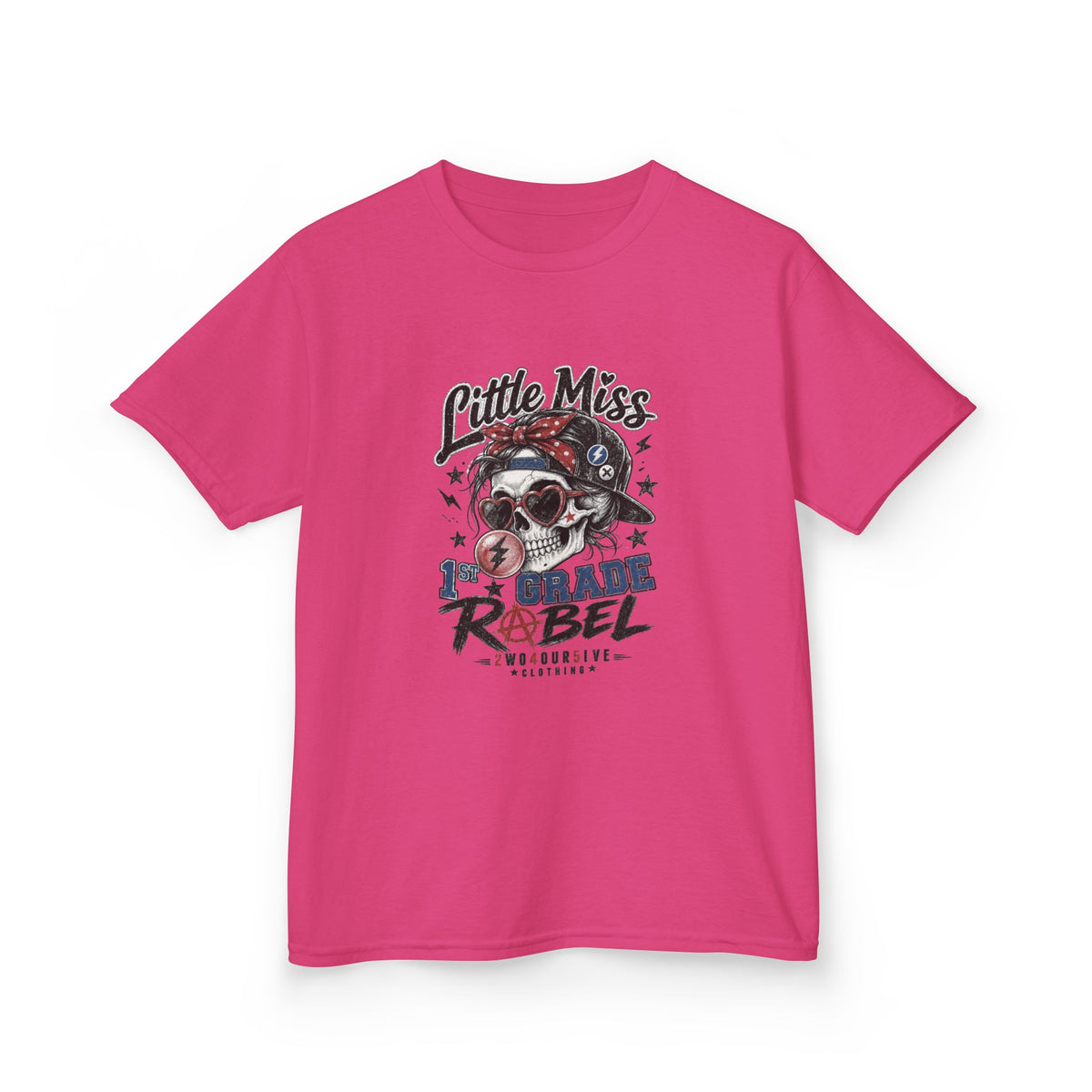 Kids T-Shirt — "Little Miss Rebel" Skull Bandana Graphic