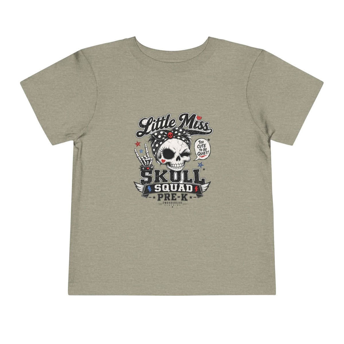 Toddler Tee - "Little Miss Skull Squad Pre-K" Cute Punk Skull Shirt for Preschool Girls