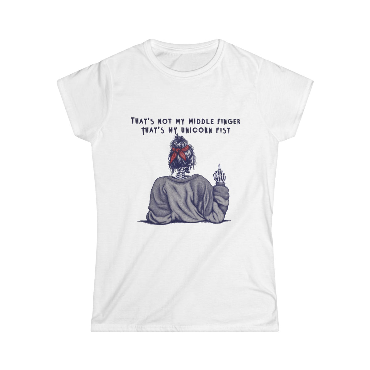 "That's Not My Middle Finger, That's My Unicorn Fist" White Softstyle Tee
