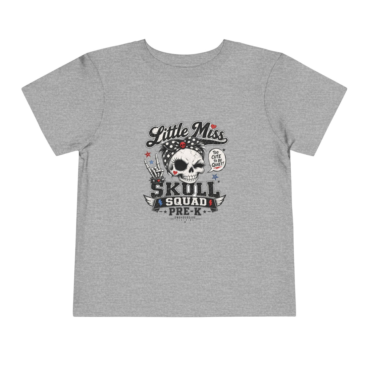 Toddler Tee - "Little Miss Skull Squad Pre-K" Cute Punk Skull Shirt for Preschool Girls