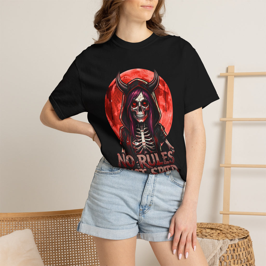 No Rules Just Speed Skull T-Shirt — Devil Rider Graphic Tee