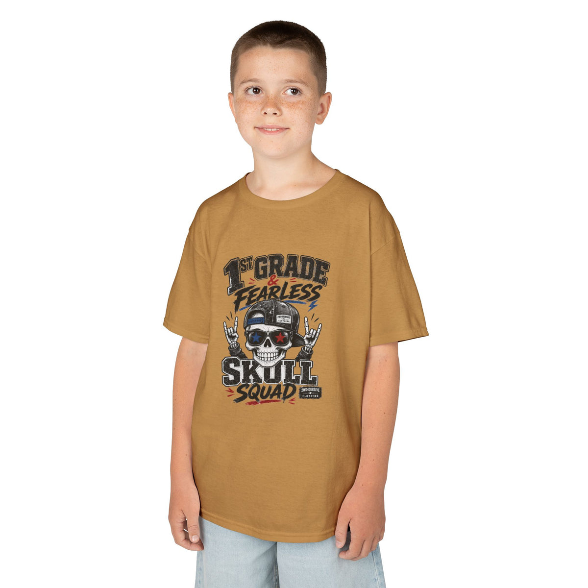 Kids Skull Squad T‑Shirt – 1st Grade Fearless Design