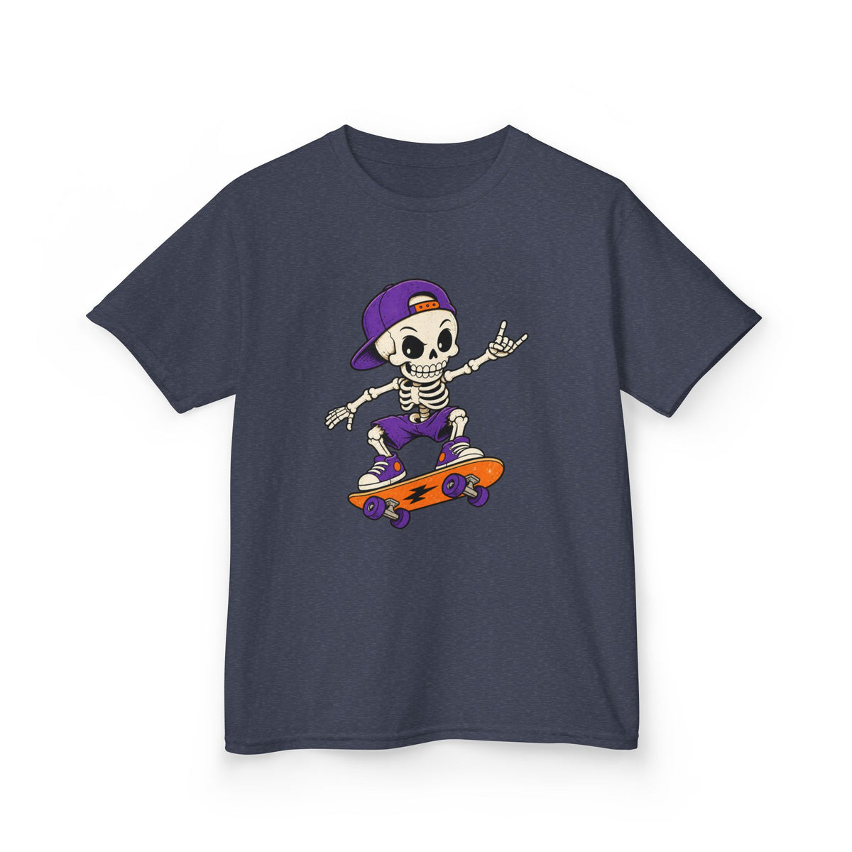 Kids Skateboard Skeleton T-Shirt – Cool Skateboarder Graphic Tee for Boys & Girls