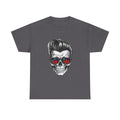 Skull Sunglasses Tee — Retro Pompadour Skull with Flaming Shades Graphic T-Shirt