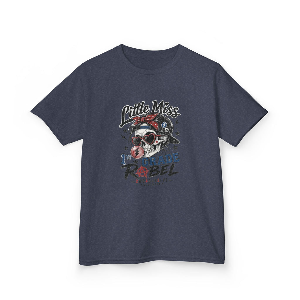 Kids T-Shirt — "Little Miss Rebel" Skull Bandana Graphic