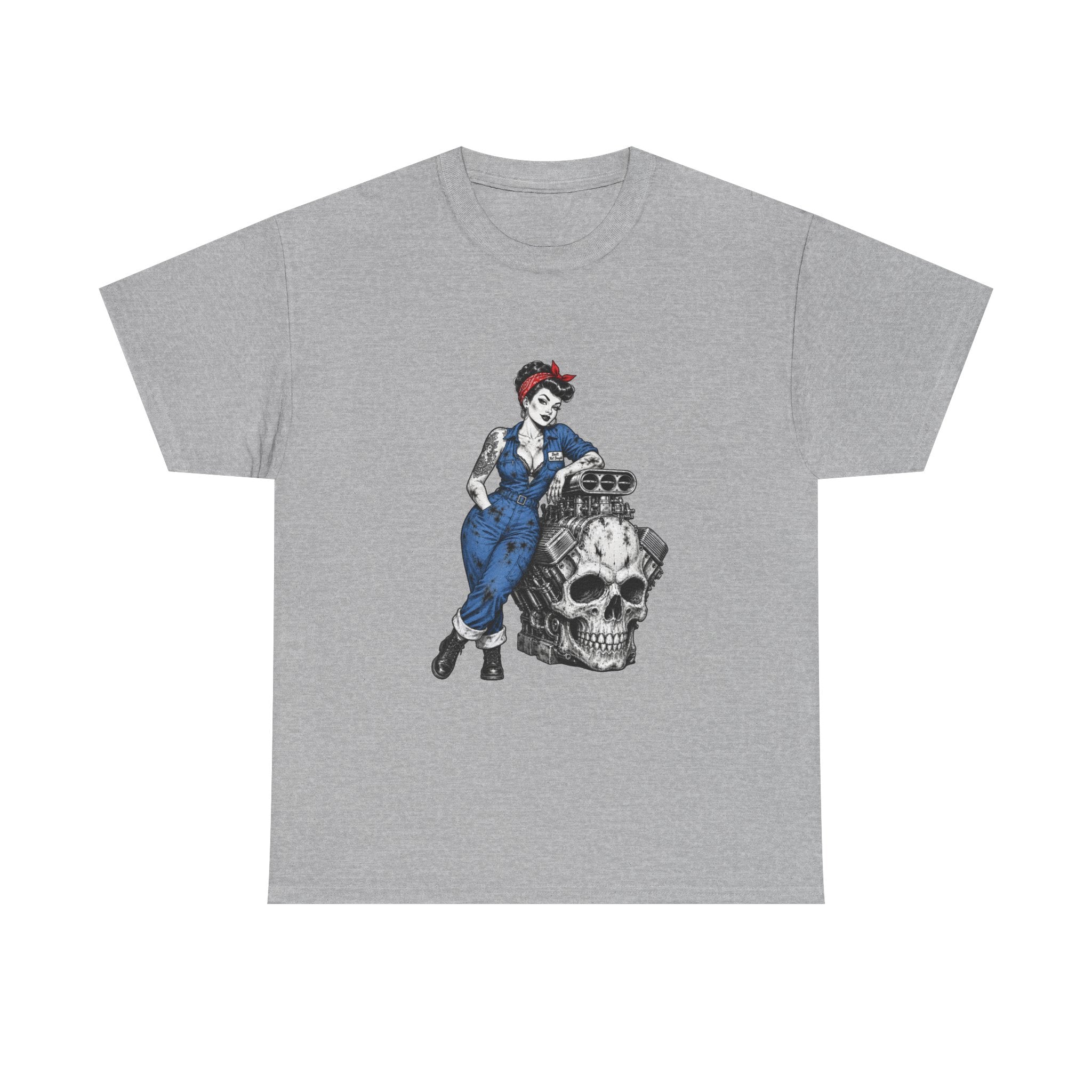 Rosie the Riveter Skull Tee — Feminist Retro Workwear Graphic T-Shirt